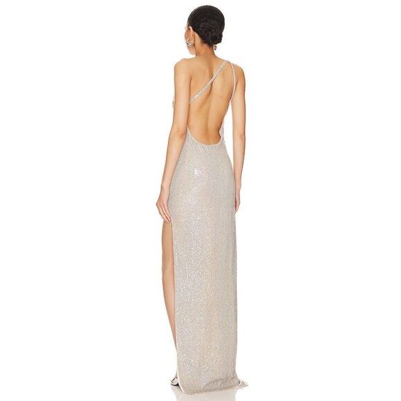 The SEI One Shoulder Gown in Frost size L - Picture 3 of 13